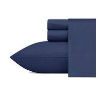 Nautica, Lenzuola per letto singolo XL, in percalle di cotone con federa coordinata, elasticizzato, fresco e morbido, ideale per dormitorio (Captain's Navy)