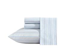 Nautica - Lenzuola, percalle di cotone Set di biancheria da letto con federe abbinate, fresco e fresco, tasca profonda (Camp Stripe Blue, Queen)