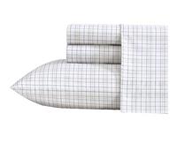 Nautica - Lenzuola Queen Size, set di biancheria da letto in percalle di cotone di prima qualità, decorazione per la casa, certificato Oeko-Tex (Malor Plaid Blue, Queen)