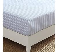 Nautica - Lenzuolo con angoli doppi, biancheria da letto in percalle di cotone, croccante e fresco, arredamento casual per la casa (Beaux Stripe Blue, Twin)