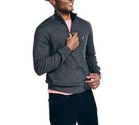 Nautica Maglione da Uomo con Cerniera a Quarto, Carbone Heather, L