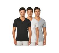 Nautica Men's 3-Pack Cotton V-Neck T-Shirt, White/Black/Heather Gray, Medium