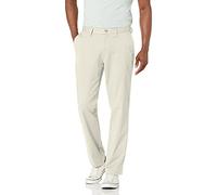 Nautica Men's Classic Fit Flat Front Stretch Solid Chino Deck Pant, Stone, 34W 32L