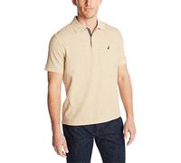 Nautica Men's Classic Short Sleeve Solid Polo Shirt, Coastal Camel Heather, Large