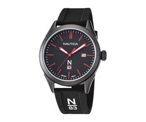 Nautica Men's Quartz Silicone Strap, Black, 20 Casual Watch (Model: NAPHBF118)