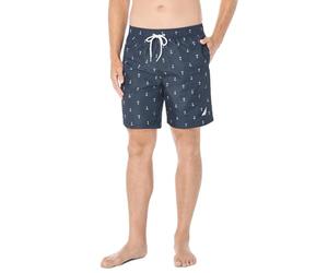 Nautica Men's Quick Dry all Over Classic Anchor Print Swim Trunk, Navy, Large