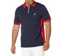 Nautica Men's Short Sleeve Color Block Performance Pique Polo Shirt
