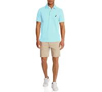 Nautica Men's Short Sleeve Solid Stretch Cotton Pique Polo Shirt, Bright Aqua, X-Large