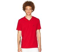Nautica Men's Standard Short Sleeve Solid Slim Fit V-Neck T-Shirt, Red, X-Large