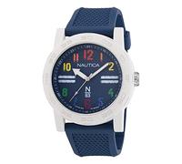Nautica N83 NAPATS304 Ayia Triada Blu Grano PU Fiber Strap Watch, Bianco/arcobaleno/blu