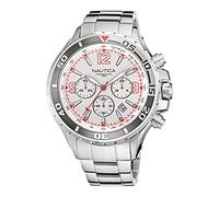 Nautica NAPNSS218 NST - Orologio da polso da uomo, colore: grigio/bianco/SST, argento, cinturino, argento, Cinghia