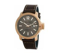 Nautica NAPSYD005 Men's Quartz Watch - Brown Dial, Rose Gold-Tone Case, Brown Leather Strap