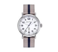Nautica NAPWLF921 Unisex Quartz Watch - White Dial, Beige Textile Strap