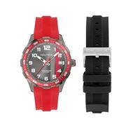 Nautica NST NAPNSS609 - Orologio da uomo con cinturino in silicone, colore: nero/rosso