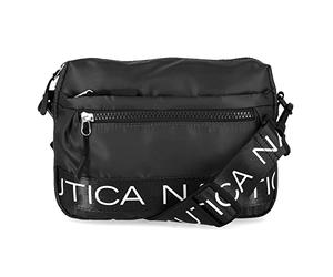 Nautica Nylon Bean Crossbody/Belt Bag with Adjustable Shoulder Strap, Black
