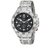 Nautica Orologio da uomo in silicone al quarzo, Argento/nero., CASE 53MM, Cronografo, classico