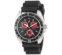 Nautica Orologio da uomo in silicone al quarzo, nero/rosso, Cinturino