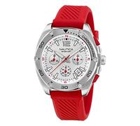 Nautica Orologio da uomo Tin Can Bay Chrono con cinturino in silicone rosso (modello: NAPTCF205), argento/rosso, argento/rosso, cinturino, Argento/Rosso, Cinghia