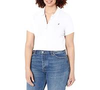 Nautica Polo da Donna in Cotone a Maniche Corte con 5 Bottoni, Bianco Brillante, M