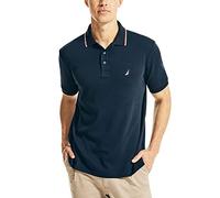 Nautica Men's Classic Fit Short Sleeve Dual Tipped Collar Polo Shirt, Navy, Large