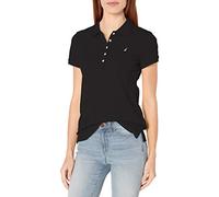 Nautica Polo Traspirante Manica Corta a 5 Pulsanti in 100% Cotone, Nero, S Donna