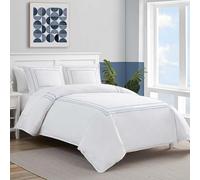 Nautica - Queen Duvet Cover Set, Soft Bedding with Matching Shams, Embroidered Hotel-Inspired Bedding Set (Alden Chambray Blue, Queen)