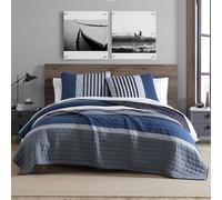 Nautica - Set con copripiumino matrimoniale, reversibile, in cotone, con federe abbinate, decorazione per la casa audace e sorprendente per tutte le stagioni (antracite endon, per letto matrimoniale)
