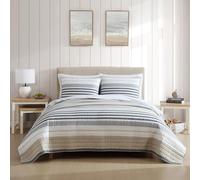 Nautica - Set copripiumino king size, reversibile, in cotone, con federe abbinate, decorazione moderna per la casa per tutte le stagioni (beige Dover, king size)