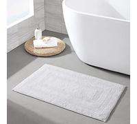 Nautica Set di 2 tappeti da bagno reversibili in cotone, altamente assorbenti, decorazione bagno moderno, bianco micellare