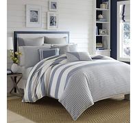 Nautica Set di copripiumino doppio, in cotone, reversibile, con federa abbinata, decorazione per la casa di ispirazione mediterranea, per tutte le stagioni (blu Fairwater)
