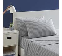 Nautica - Set di lenzuola king size, in percalle di cotone, fresco e fresco, leggero e traspirante (Michael Plaid Grey, King)