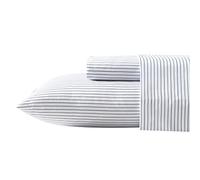Nautica - Set di lenzuola per letto matrimoniale, lenzuolo con angoli profondi e federa, arredamento casual per la casa (Skinny Yacht Stripe Grey, Queen)