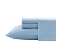 Nautica - Set di lenzuola per letto matrimoniale, in percalle di cotone, fresco e fresco, leggero e traspirante (tinta unita azzurro, Queen)