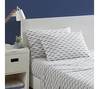 Nautica - Set di lenzuola per letto singolo, in percalle di cotone, fresco e fresco, leggero e traspirante (Woodblock Fish Grey, Twin)