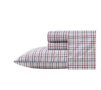Nautica - Set di lenzuola per letto singolo XL, biancheria da letto in cotone percalle, fresche, elastico a doppio strato, per dormitorio (Boating Tattersall Red, quadretti rossi, singolo XL)