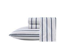 Nautica - Set di lenzuola per letto singolo XL, in percalle di cotone, fresco e fresco, leggero e traspirante (Brenton Stripe blu navy, Twin XL)