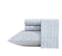 Nautica - Sheets, Cotton Percale Bedding Set with Matching Pillowcases, Crisp & Cool, Deep Pocket (Ikat Wave Blue, King)