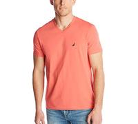 Nautica Short Sleeve Solid Slim Fit V-Neck T-Shirt, Corallo Sognante, XL Uomo