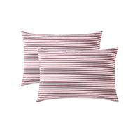 Nautica - Standard Pillowcase Set, 2-Piece Cotton Percale Bedding, Casual Home Decor (Coleridge Stripe Red, 20" x 30")