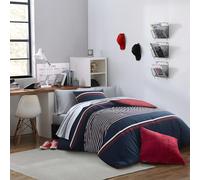 Nautica - Twin Comforter Set, Cotton Reversible Bedding with Matching Sham, Dorm Essentials (Mineola Navy, Twin)