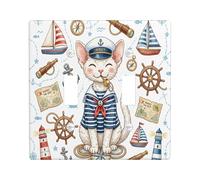 Nautical Devon Rex Cat Navy Decorativo Interruttore Della Luce Piastra Da Parete 2 Gang Doppio Toggle, Estate Gattino Nave Itinerario Elettrico Placca Interruttore per Stanza, Cool Switchcover Piastra