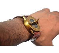 Nautical.Gift.Decor - Orologio da Polso in Stile Steampunk, con Bussola e meridiana in Ottone, con Cinturino in Pelle