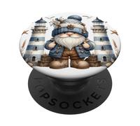Nautical Lighthouse Gnome For Women And Men Funny Boating PopSockets PopGrip Adesivo