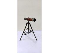 Nautical Replica Hub Cannocchiale da Tavolo in Stile Vintage in Ottone e Pelle Marrone