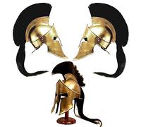 Nautical Replica Hub Comodamente fatto elmo greco medievale Centurione Casco 300 Film Re Leonida Roman Helmet Ottone con Nero Plume Costume di Halloween