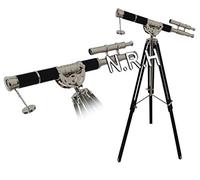 Nautical Replica Hub Doppio Barel Vittoriano Ottone Telescopio su Treppiede Stand Home Decor