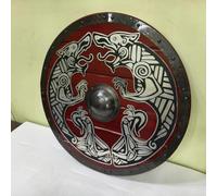 Nautical Replica Hub Drago Scudo in legno autentico Draghi Battleworn Viking Shield - Mitologia norrena Valhalla Scudo vichingo Scudo medievale guerriero scudo