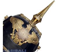 Nautical Replica Hub NASIR ALI - Elmo prussiano Pickelhaube, in pelle, con cinturino sottogola in ottone, Prima guerra mondiale