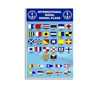 Nautical Signal Flags Poster, International Maritime Code & Meaning Chart, Sailor Wall Art for Beach House, Man Cave, Boat Office(Unframed,16X24inch(40X60cm))