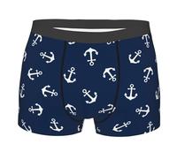 Nautical Themed Simple Anchors Uomo Mutande Resistente Boxer A Pantaloncino Elasticizzato Intimo per Sport Quotidiano Estivo XL